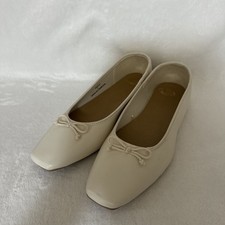 Gu Ivory Ribbon Flat Shoes Size L 24.5cm Used Japan