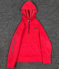 Under Armour Hoodie Boys XS Red Loose Fit Coldgear Lightweight 1/4 Zip Pullover