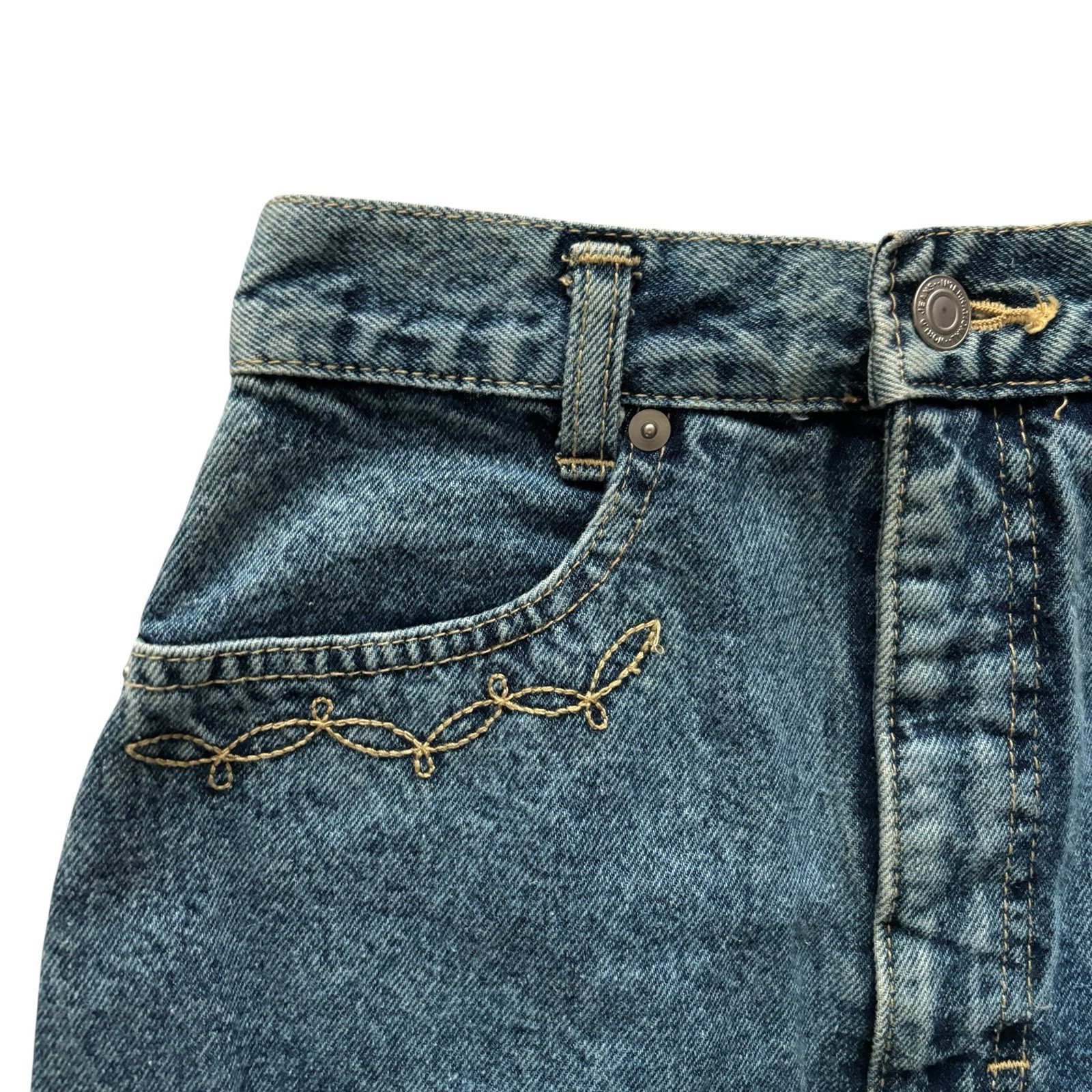 Vintage Denim Skirt 80s Faded Blue Retro Boho 6 image 3