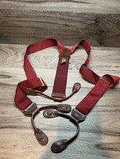 Very Nice Mens TRAFALGER Solid Burgundy Wine SUSPENDERS  Braces Leather