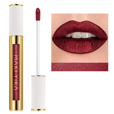 Dark Red Lipstick for Women Metallic Lipsticks Glitter Long Lasting Lipstick No