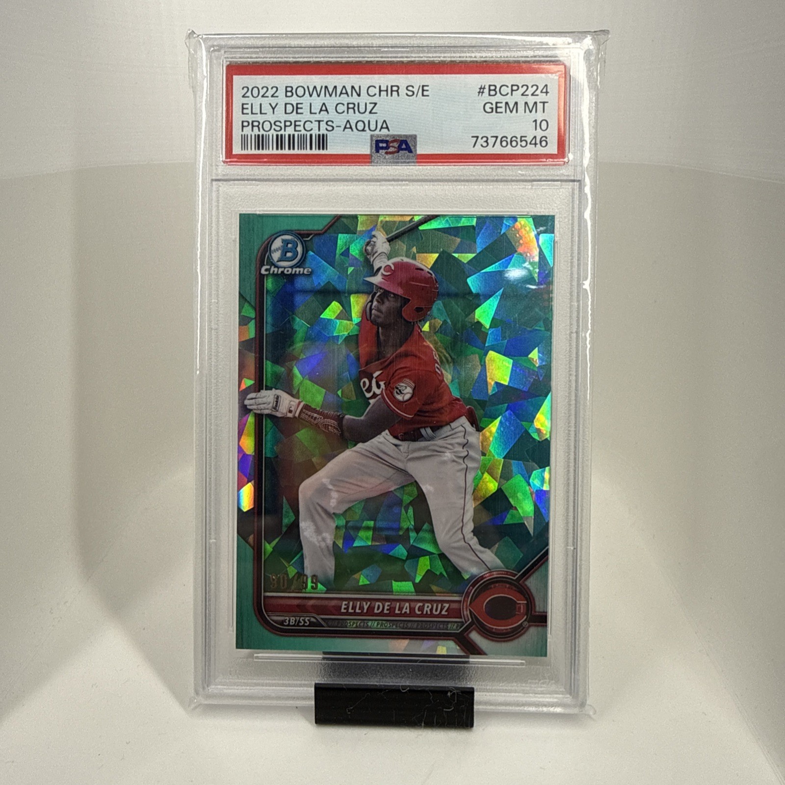 2022 Bowman Chrome Sapphire Elly De La Cruz Aqua Prospects #224 90/99 PSA 10