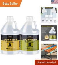 1 Gallon 3  UV Resistant Epoxy Resin Kit - Ultra Clear Non-Yellowing Formula ...