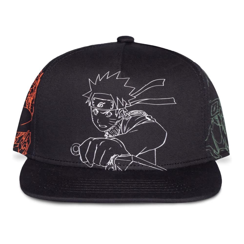 Naruto Shippuden Characters Line Art Snapback Baseball Cap Black NH588486NRT 7490₽