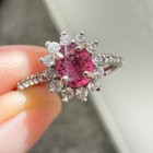 925 Sterling Silver Ring 5x4mm Pink Natural Tourmaline Gemstone Zircon Flower — photo 10