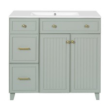 36" Bathroom Vanity with Ceramic Sink, Standard and Double-Layer Drawers,