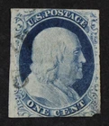 CKStamps: US Stamps Collection Scott#7 1c Franklin Used Tiny Thin CV$135
