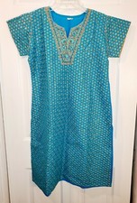 Women's Teal Embroidered and Sequined Kurti Size 38