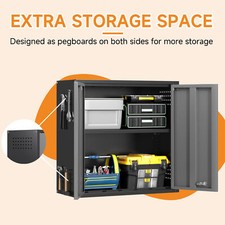 Wall-Mounted Metal Storage Cabinet with Lock Doors  Adjustable Shelf for Garage
