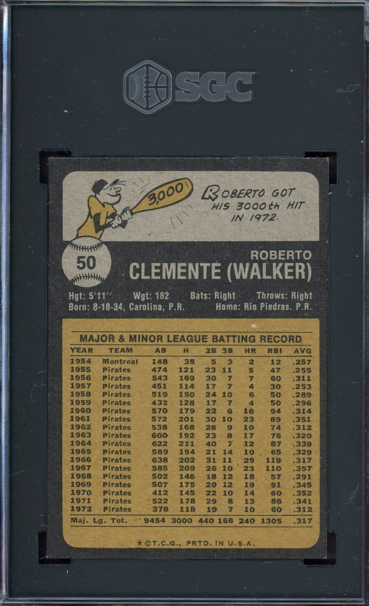 ROBERTO CLEMENTE ~ 1973 Topps Baseball Card #50 ~ Graded SGC 7