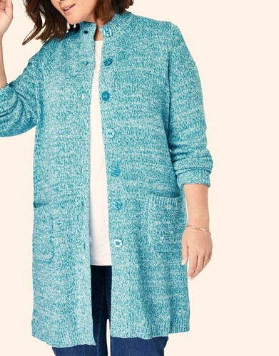 White Marled Sweater Cardigan Size 