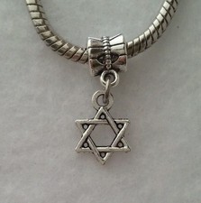 Estrella Judía de David Israel Hebreo Cuelga Dije Cuentas para Pulsera Estilo Europeo