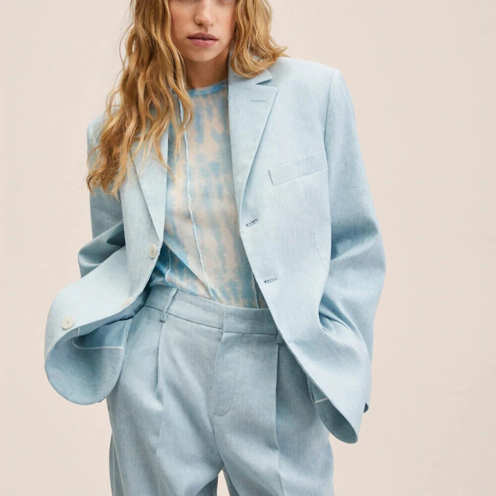Blue linen hotsell jacket ladies
