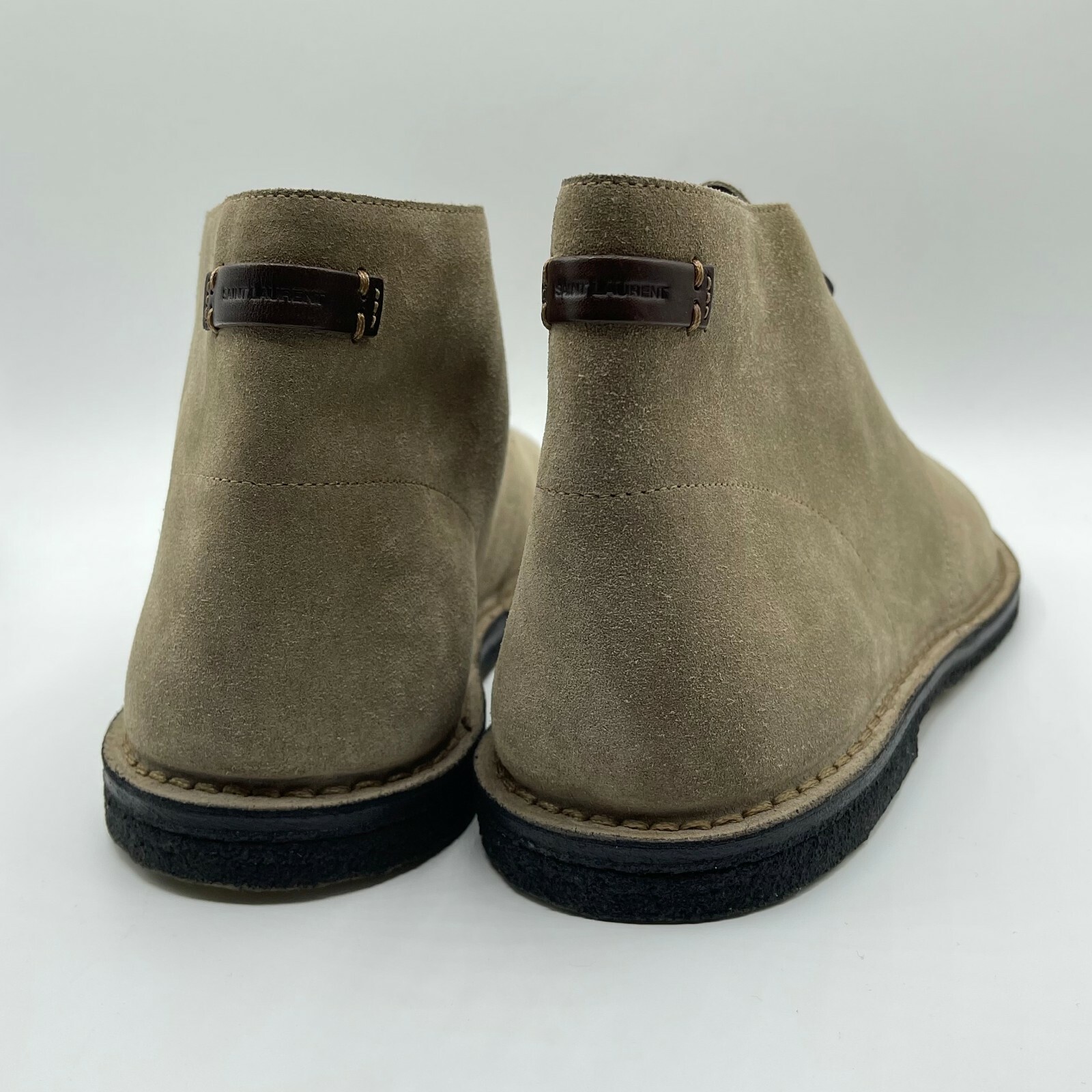 $845 Saint Laurent Stivaletti uomo beige pelle scamosciata stringati 507742 9878