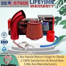 Red Pipe Universal Diameter 3" + Cold Air Intake Filter + Clamp Accessories Kit