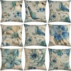 Birds Flowers Sofa Decorative Cotton Linen Cushion Cover Pillow Pillowcase Throw