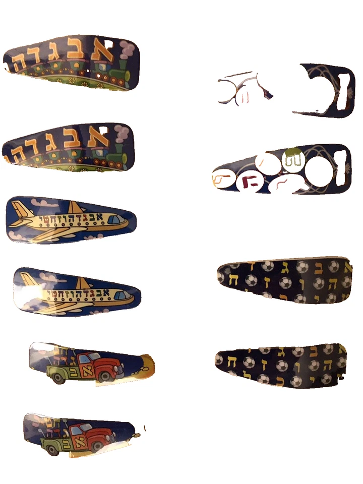 Yarmulke Fun Clip Kids Sport Aleph Bet Kippa 1 Set Of 2 Quality Israel Free Ship