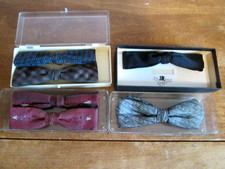 VTG. 50s LOT OF 6 MENS CLIP ON BOW TIES MIXED COLORS MIXED DESIGNS - WAY COOL