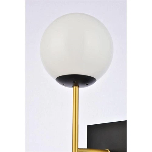 Living District Neri 1-Light Metal Wall Sconce w/ White Shade in Black and Brass - Picture 4 of 6