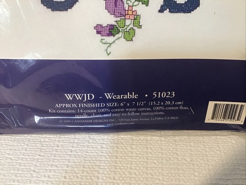 New - Candamar Designs - Wearable Counted Cross Stitch Kit - WWJD - 6" x 7.5" - Picture 2 of 3