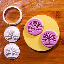 New Beginnings - Mini 2" Cookie Cutter & Stamp Set - Rainbow & Lush Tree Design