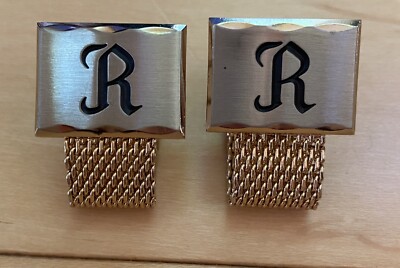Boutons De Manchette Vintage Hickok Or Et Noir - Monogramme S, Occasion