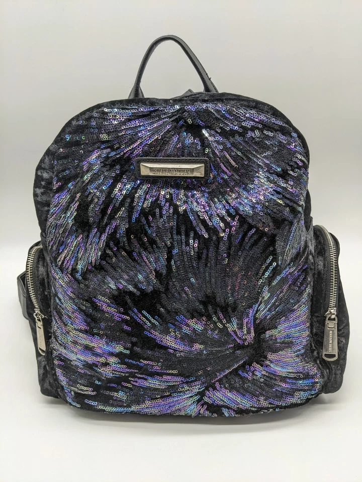 STEVE MADDEN Bfallon sequin velvet and faux-leather school backpack - BLACK~ - Image 2 of 4
