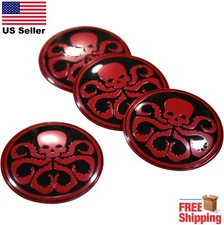 (PACK OF 4) Hydra Symbol Wheel Center Cap Sticker Emblem Decals 2.20" Dome (Red)