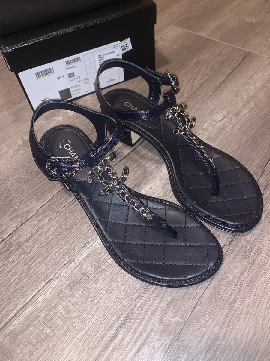 Leather sandals Chanel Black size 39 EU in Leather - 35578203