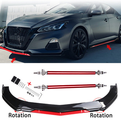 For Nissan Altima 2019-2021 Front Bumper Red Lip Splitter Spoiler Black+Red