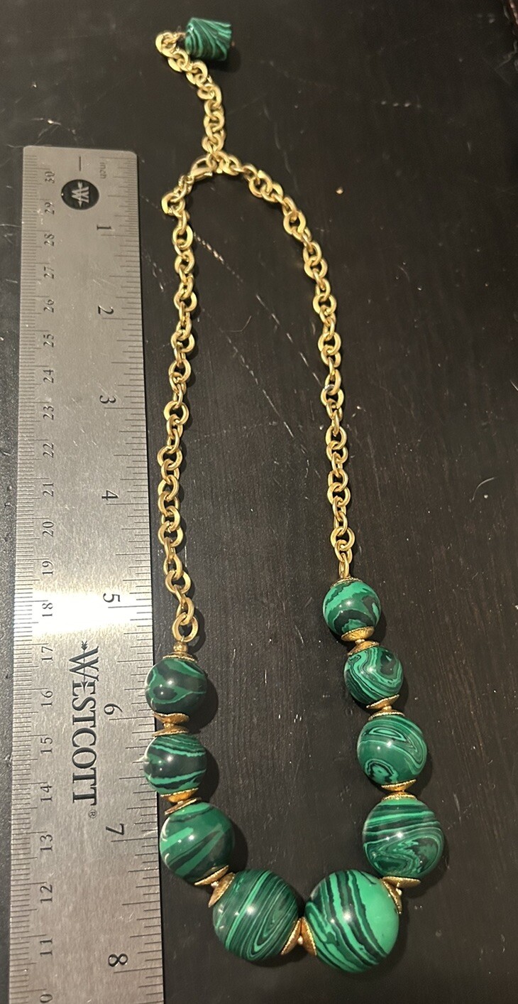 Polished Malachite Statement Necklace - image 8