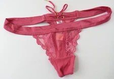 NEW Victoria's Secret VINTAGE 2008 Tie-Back Satin Lace Thong Panties SMALL