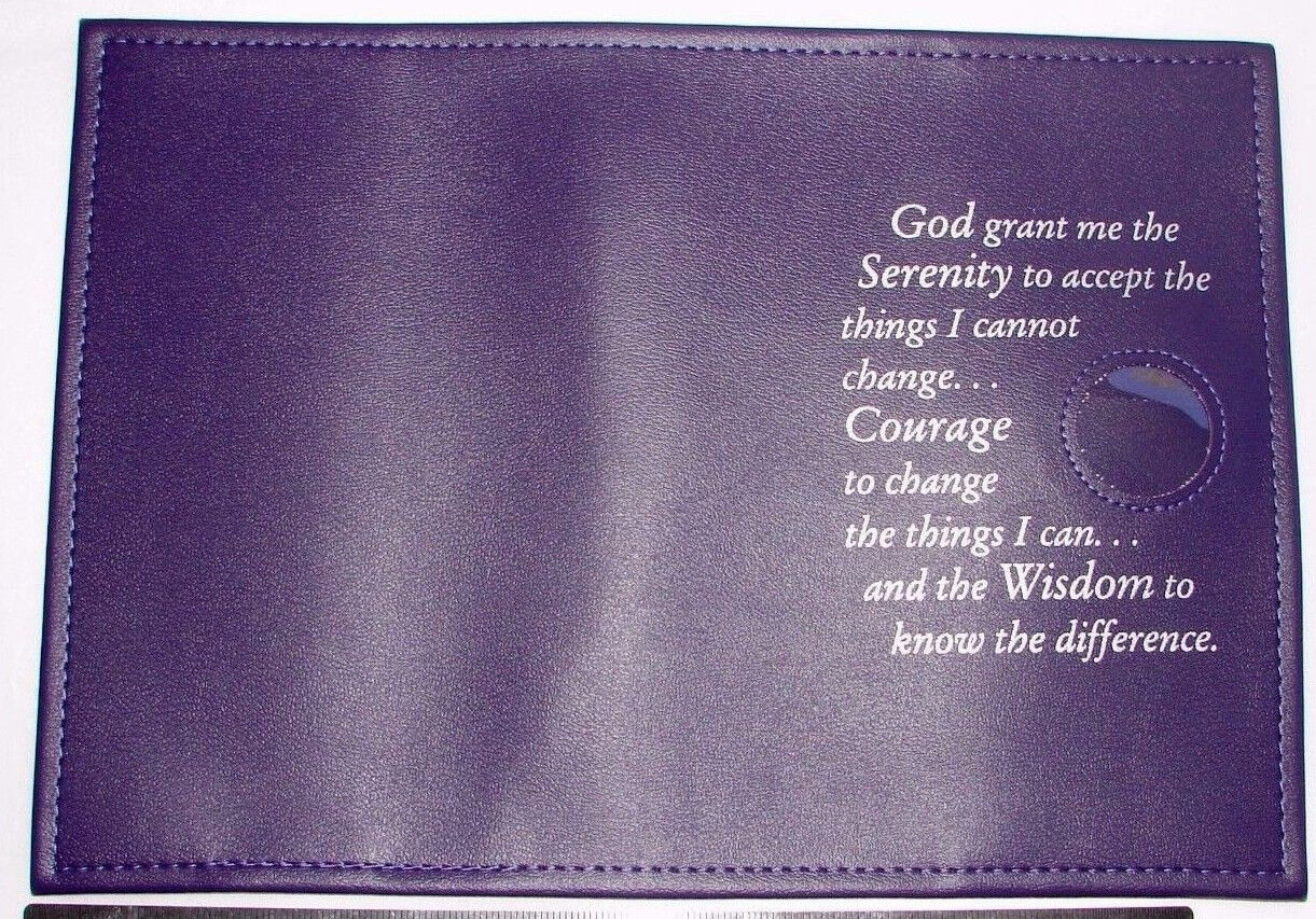 Alcoholics Anonymous AA Purple Ochid Big Book Cover with The Third Step Prayer and Medallion Holder 