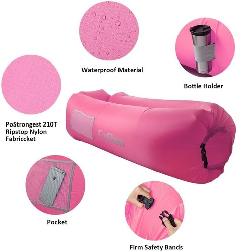 Inflatable Lounger Waterproof Nylon Air Sofa for Pool, Beach Traveling, Camping - Picture 3 of 7