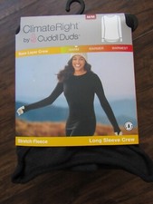 NEW CLIMATE RIGHT BY CUDDL DUDS BLACK STRETCH FLEECE LONG SLEEVE CREW SIZEMEDIUM