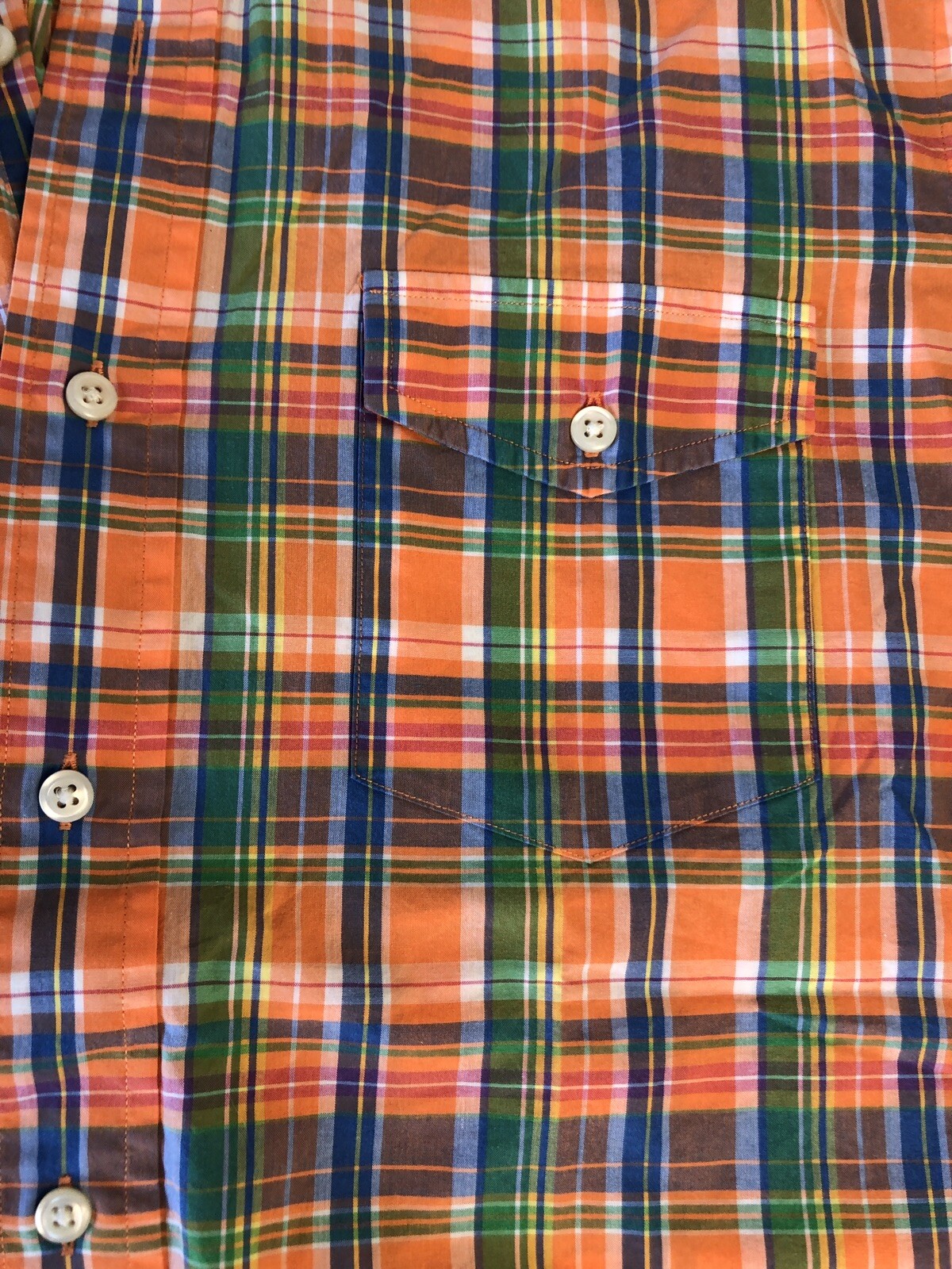 Polo Ralph Lauren Button Down Dress Shirt Mens SZ Large Orange Green Plaid READ! thumbnail 2