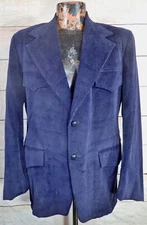 1960s H.I.S Sportswear Vintage Blazer Sports Jacket M Navy Corduroy Rockabilly