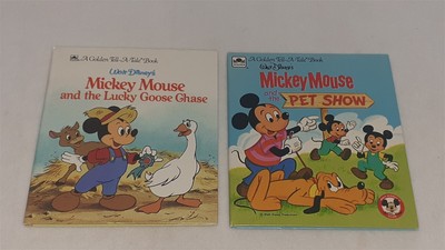 2 Mickey Mouse Golden Tell-A-Tale Books - Pet Show + Goose Chase [NEW & NICE]