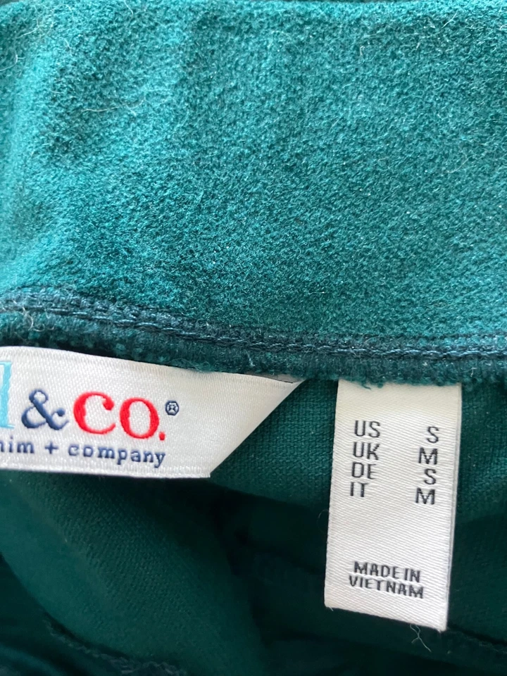 Pantalón Denim & Co Terciopelo Elástico Pierna Recta Verde Talla Pequeña A662787 Foto 4 de 4