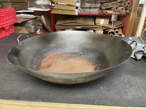 Used 28" X 9" Commercial Carbon Steel Restaurant Wok with Handles.
