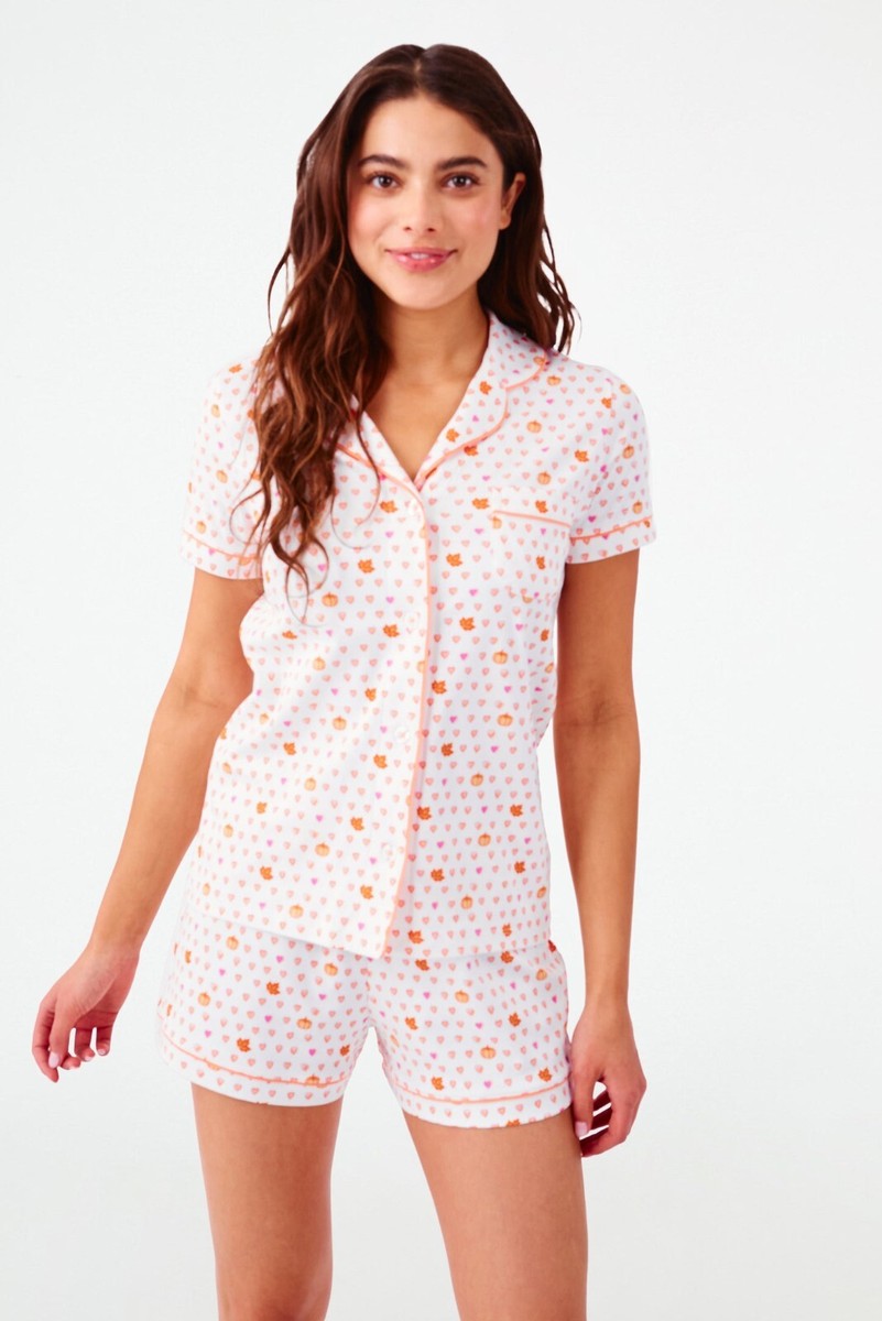 NEW Roller Rabbit Autumn Hearts Polo Orange Pumpkin Shorts Pajamas