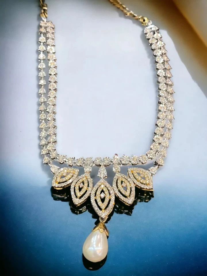 Ожерелье с круглым жемчугом 9,25 карата двухцветное золото 14 карат - Изображение 3 из 4