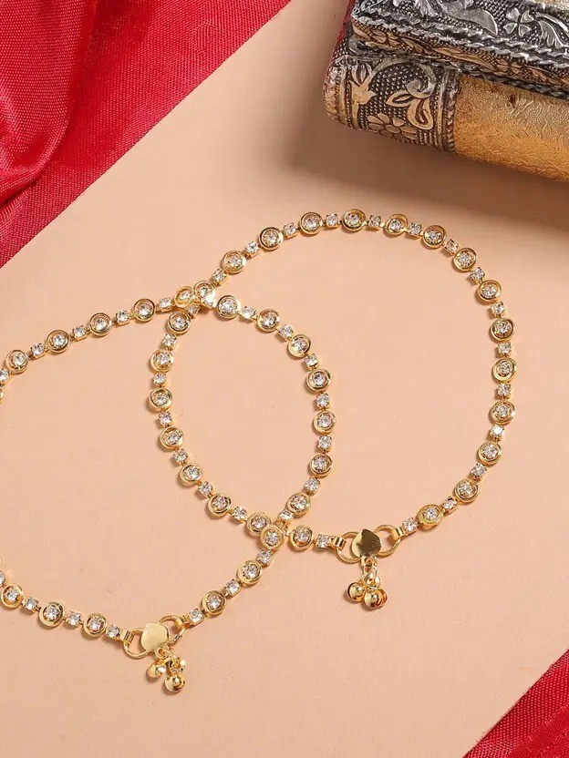 14k Gold Plated Indian Payal Anklet Foot Bracelet for Women-image