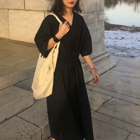Black shirt dress short sleeve top