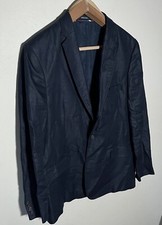 J Crew Men  s 44L 100 Irish Linen 2Btn Blazer Jacket Dark Blue Sport Coat - EUC 
