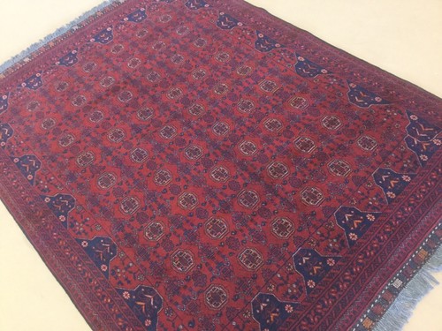 4 Fuß,10 Zoll x 6 Fuß,3 Zoll Rötlich Rost Marineblau Kundus Afghan Orientteppich Handgeknüpft - Bild 5 von 12