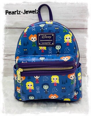 hocus pocus chibi mini backpack Sanderson Sisters recalling the magical world of the film Loungefly Hocus Pocus Chibi Mini