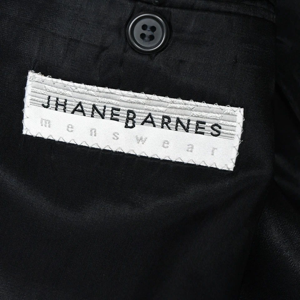 Jhane Barnes 42 X-Long 34x38 Black Chalk Stripe 100% Wool Mens Jacket Pants Suit - Image 4 of 4
