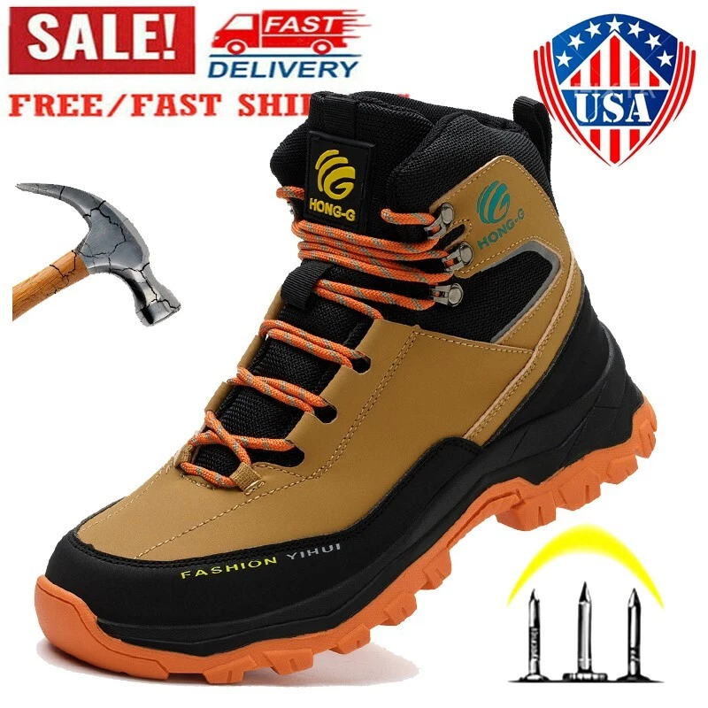 Mens High Top Sneakers Steel Toe Work Indestructible Comfortable Hiking Sneakers