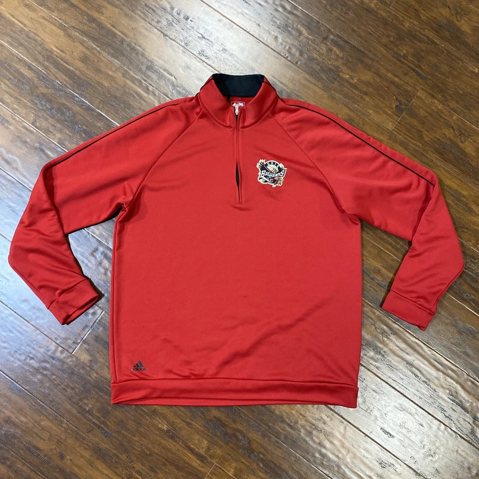 Adidas Bayhawks Basketball Erie PA Fleece 1/4 Zip Mens L Red Pullover NBA Foto 2 de 4
